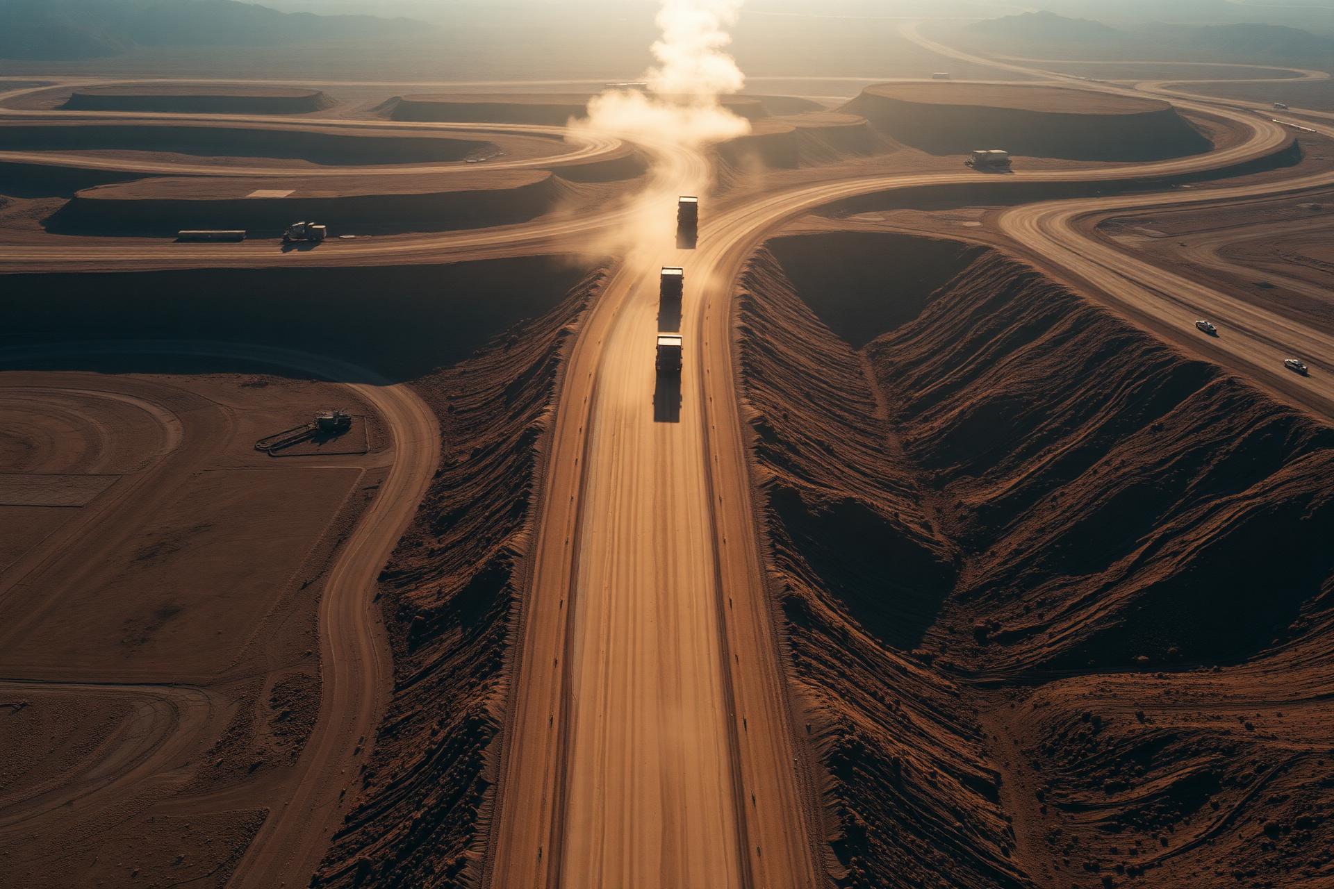Aerial view of a haul road